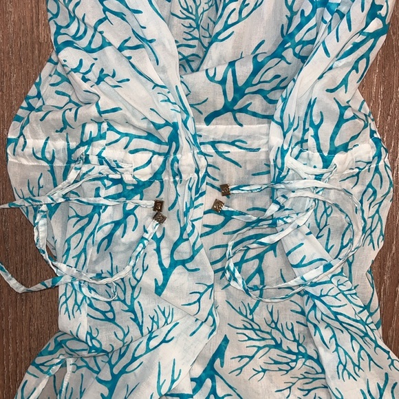 NWOT Michael Kors 'Latana' Cotton Cover-Up Maxi Dress ~ in Light Blue and White - Picture 8 of 15